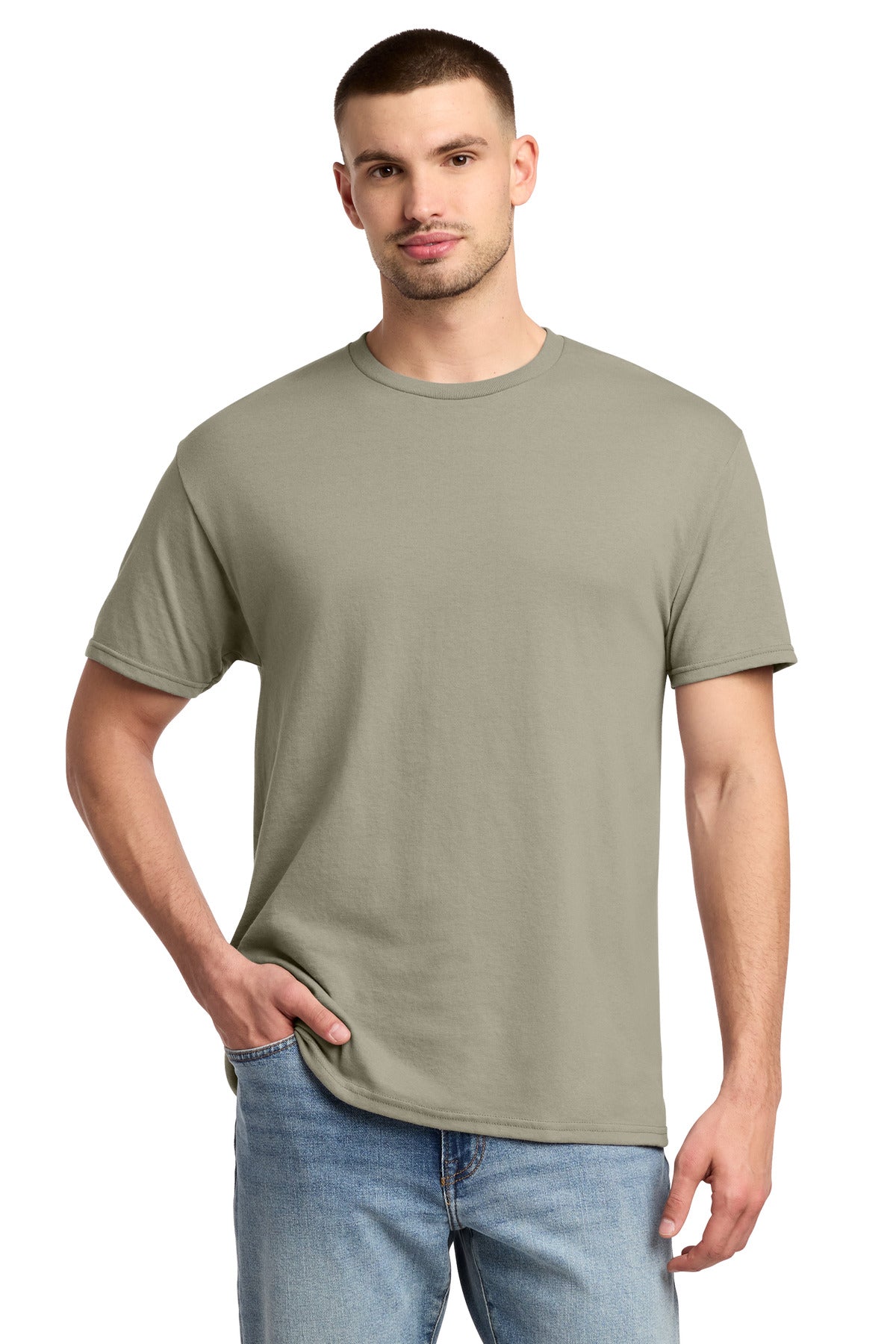 Front View of Clay Jerzees - Dri-Power 50/50 Cotton/Poly T-Shirt. 29M