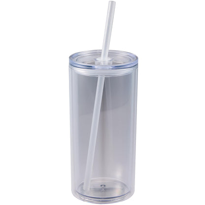 Front View of Clear Marly Recycled Acrylic Tumbler 16oz plain