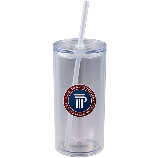 Front View of Clear Marly Recycled Acrylic Tumbler 16oz