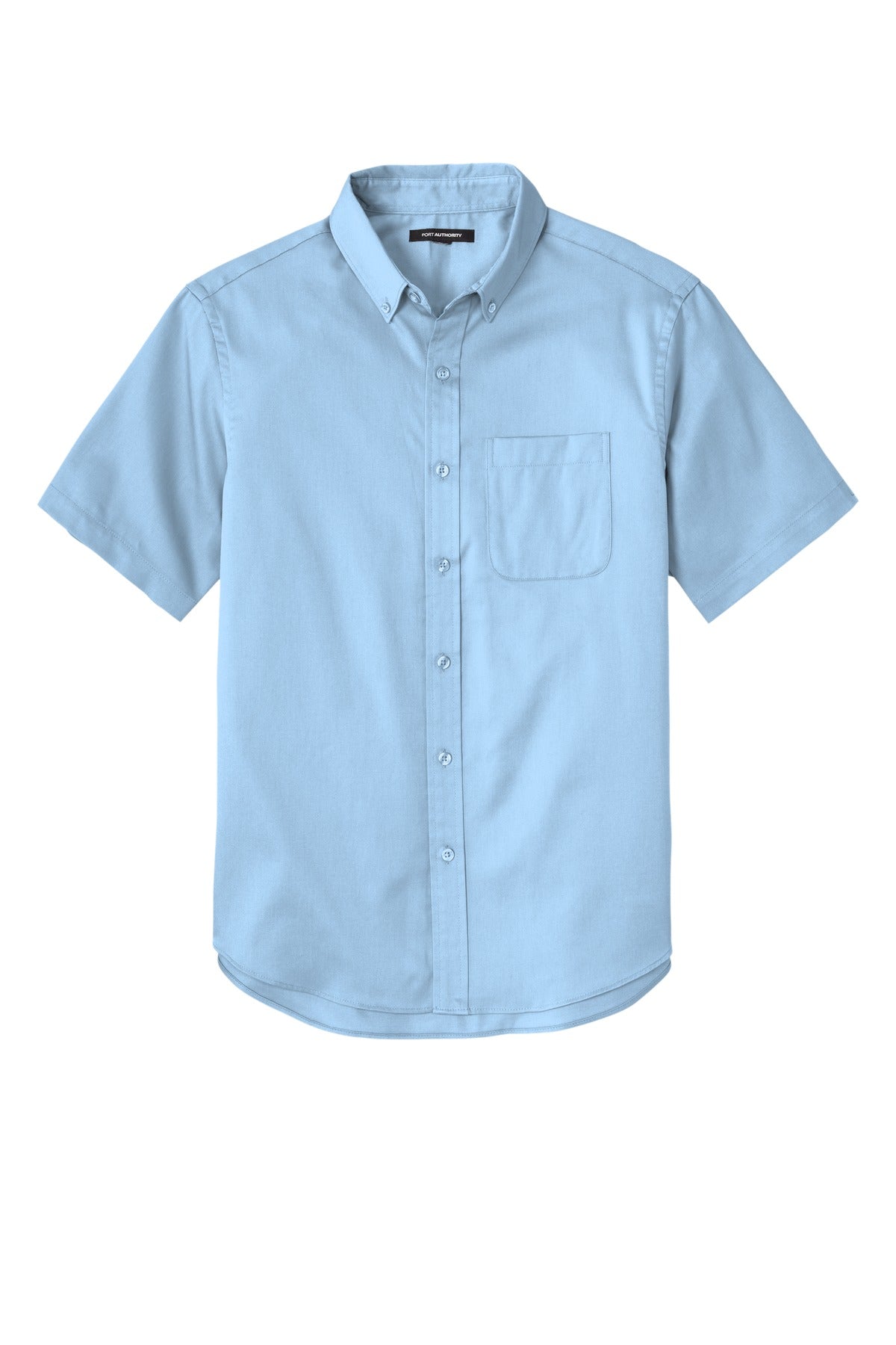 Front View of CloudBlue Port Authority Short Sleeve SuperPro React Twill Shirt. W809