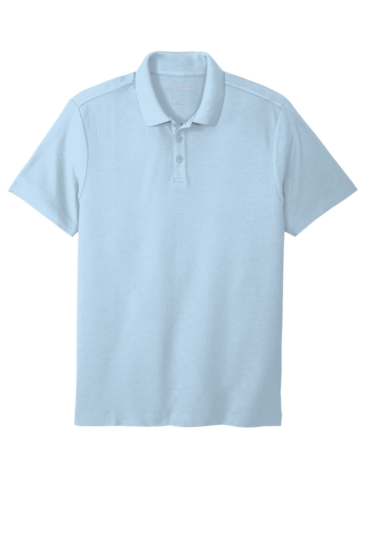 Front View of CloudBlue Port Authority SuperPro React Polo. K810