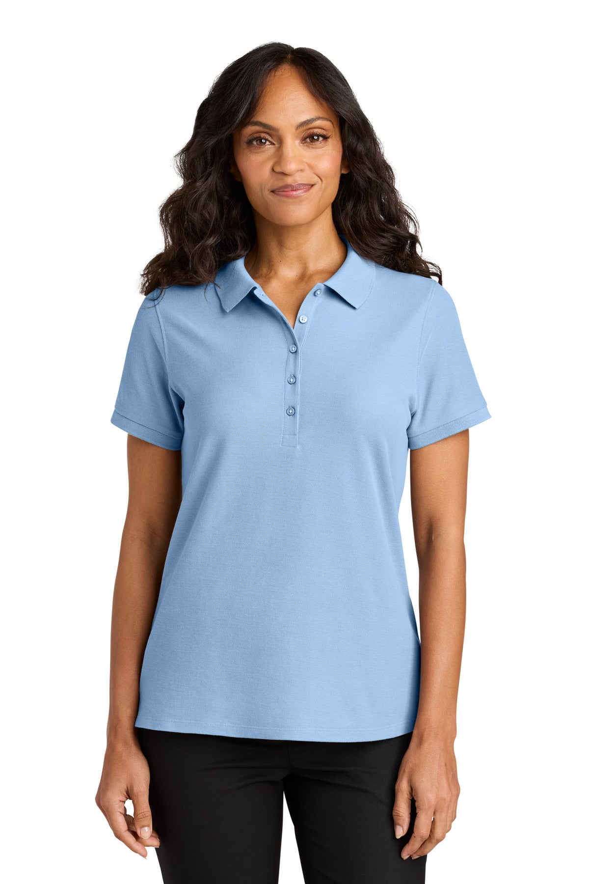 Front View of CloudBlue Port Authority Women's Wearever Signature Pique Polo LK200