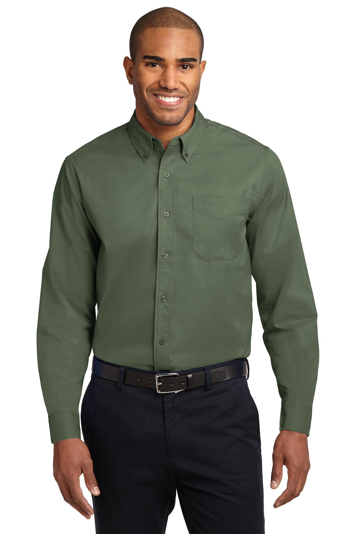 Front View of Clover Green Port Authority Long Sleeve Easy Care Shirt S608