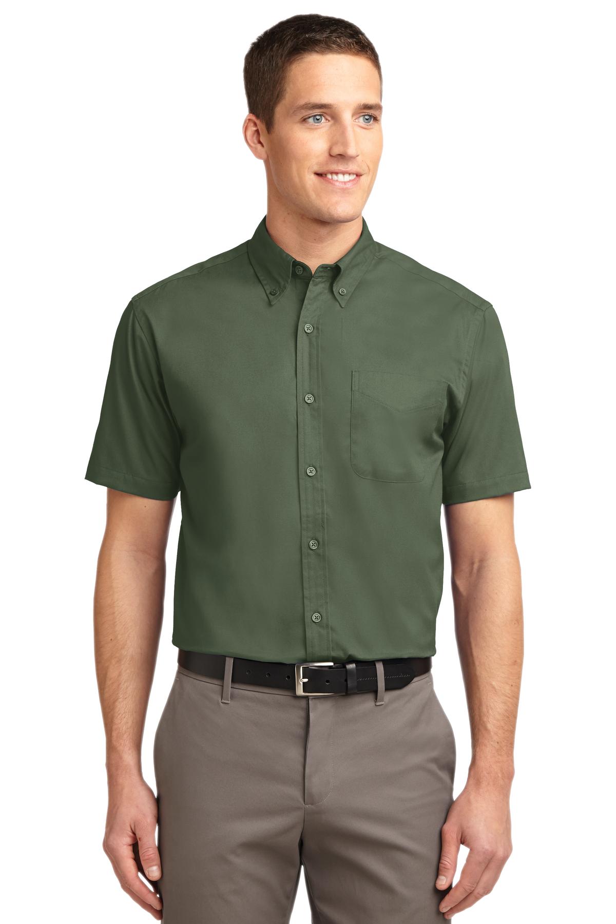 Front View of Clover Green Port Authority Short Sleeve Easy Care Shirt. S508