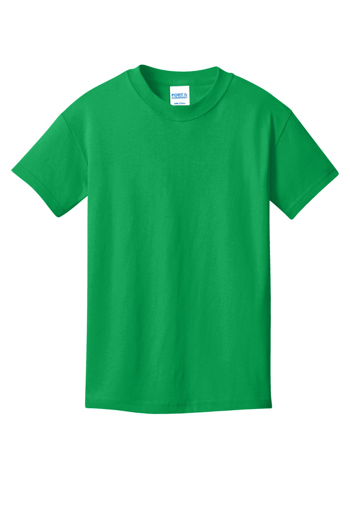 Front View of Clover Green Port & Co Youth Core Cotton Tee. PC54Y