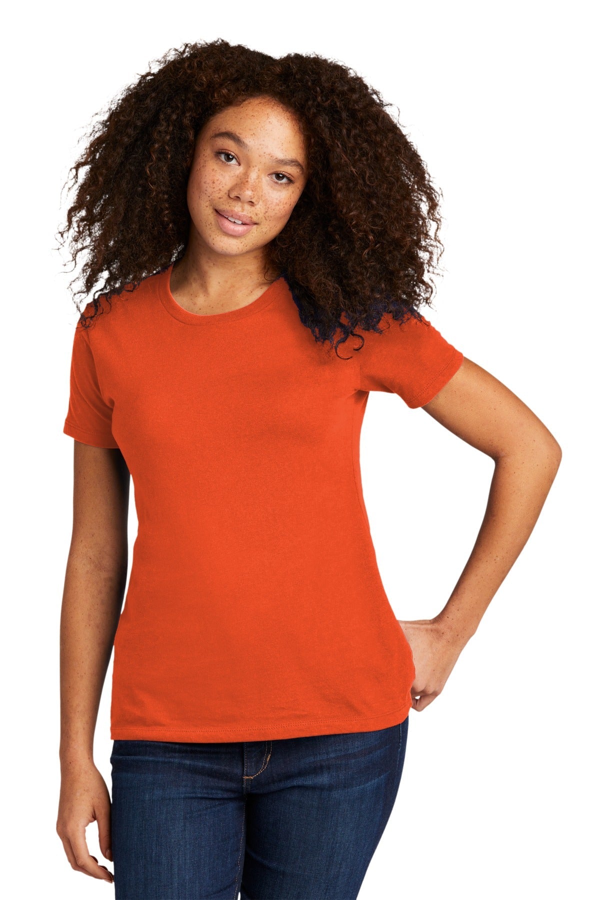 Front View of ClscOrange Next Level Apparel Women's Cotton Tee. NL3900