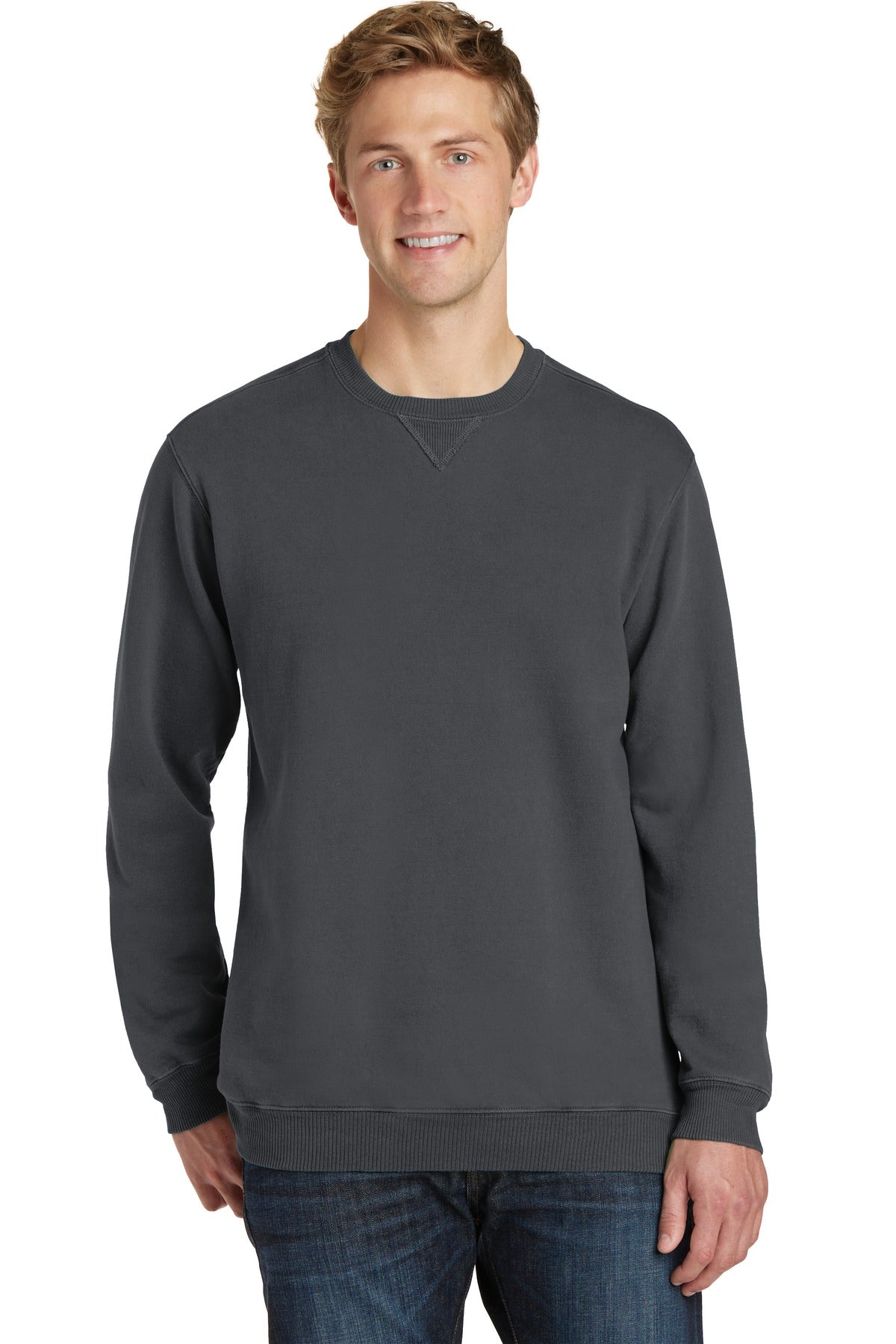 Front View of Coal Port & Co Beach Wash Garment-Dyed Crewneck Sweatshirt PC098