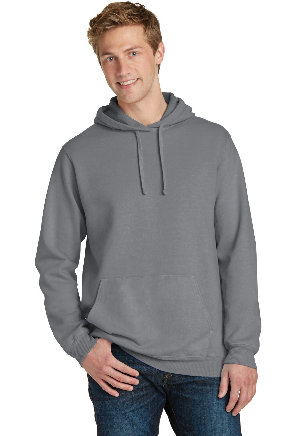 Front View of Coal Port & Co Beach Wash Garment-Dyed Pullover Hooded Sweatshirt. PC098H