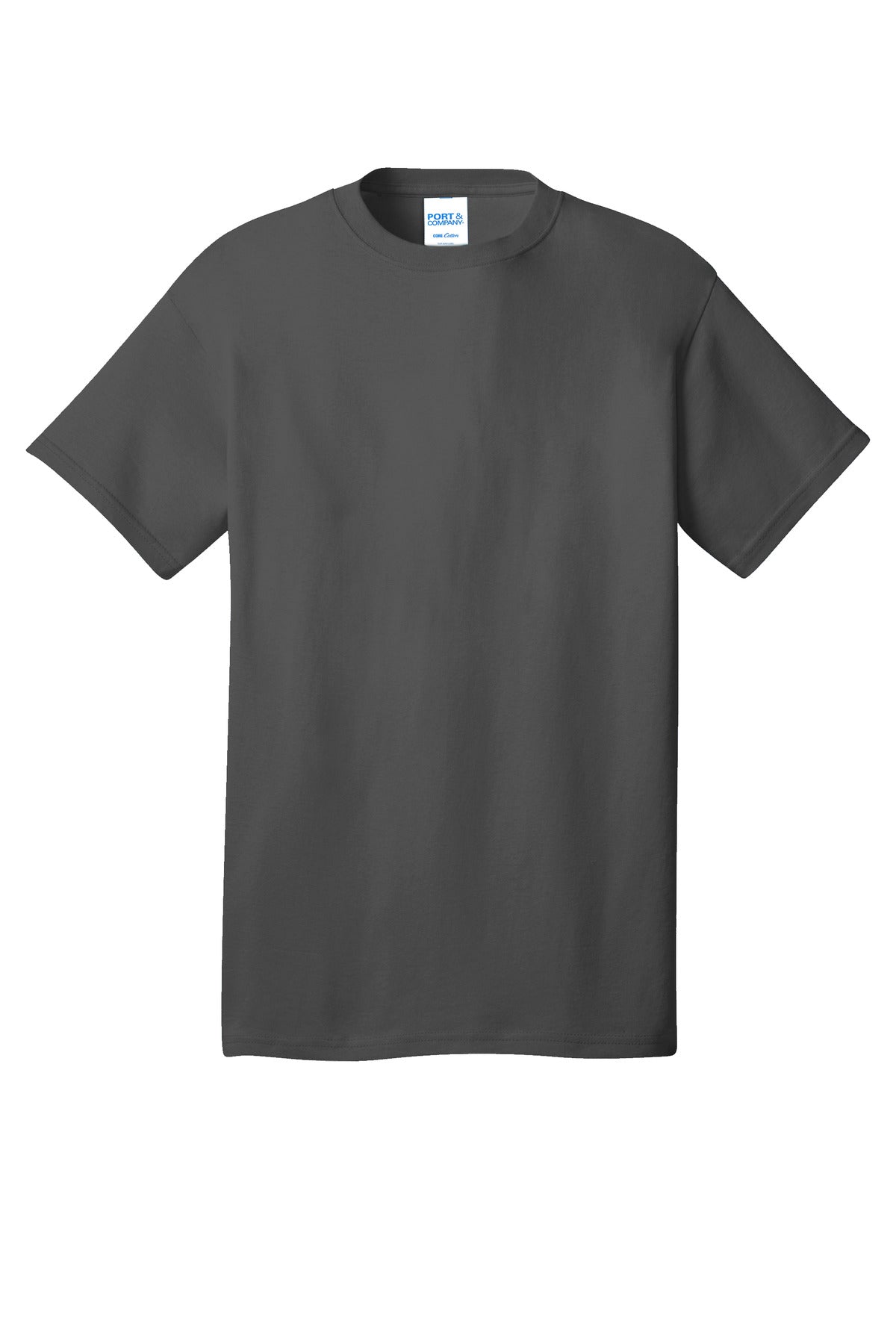 Front View of CoalGrey Port & Co Core Cotton Tee. PC54