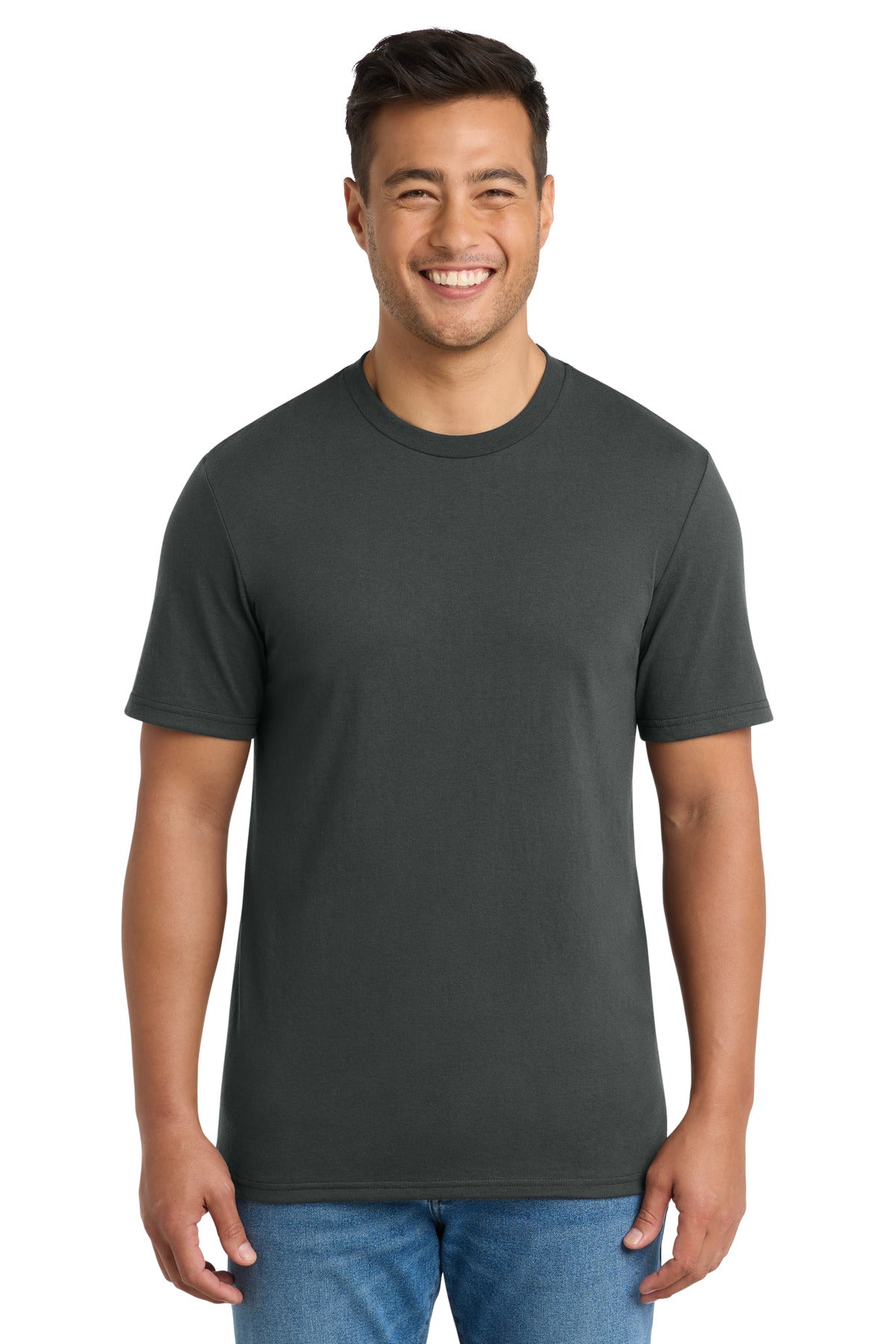 Front View of CoalGrey Port & Co Tri-Blend Tee. PC330