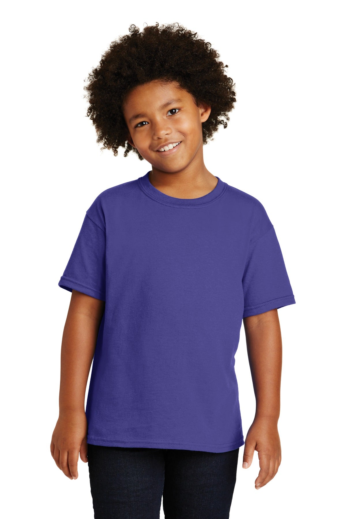 Front View of Cobalt Gildan - Youth Heavy Cotton 100% Cotton T-Shirt. 5000B