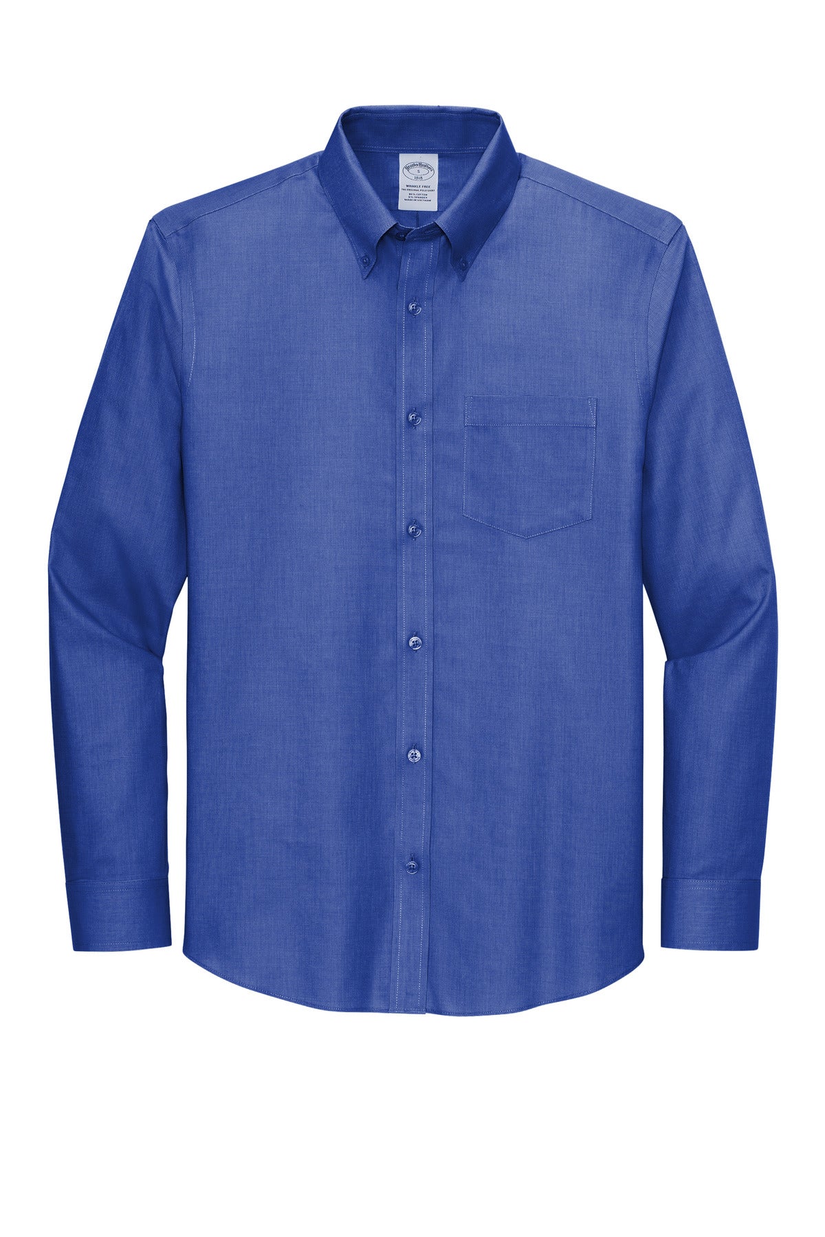 Front View of CobaltBl Brooks Brothers Tall Wrinkle-Free Stretch Nailhead Shirt TBB18002