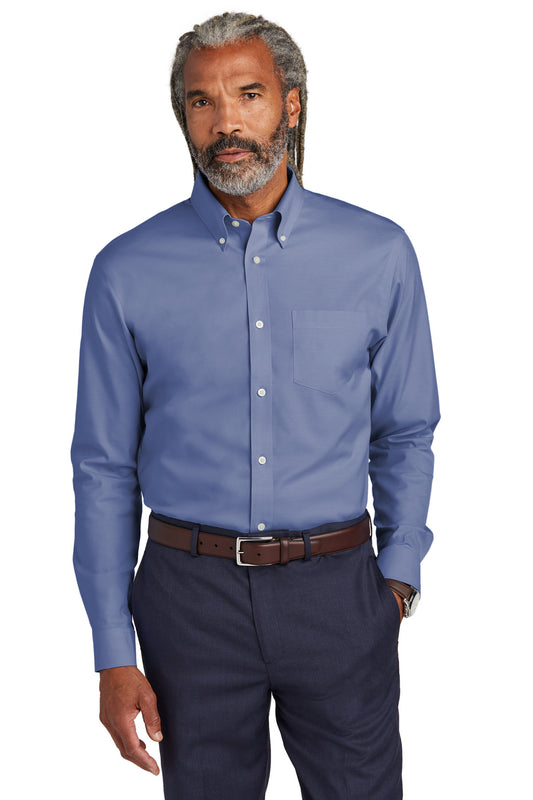 Front View of CobaltBl Brooks Brothers Tall Wrinkle-Free Stretch Pinpoint Shirt TBB18000