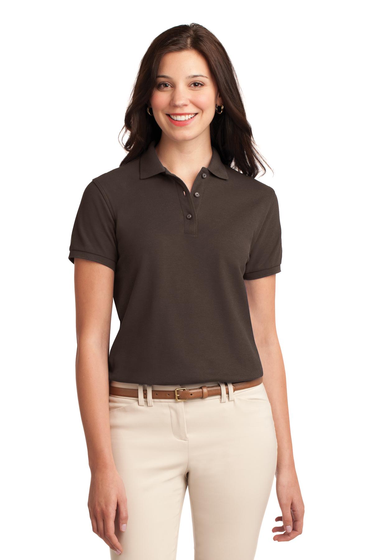 Front View of Coffee Bean Port Authority Women's Silk Touch Polo. L500