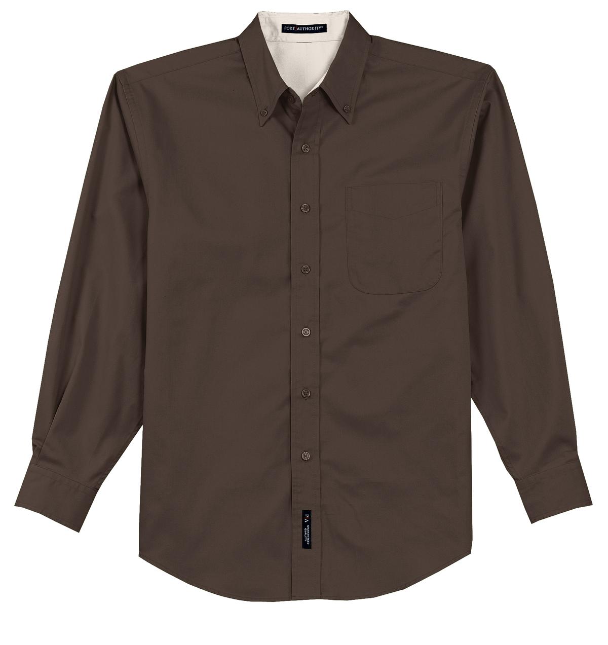 Front View of Coffee Bean/St Port Authority Long Sleeve Easy Care Shirt S608