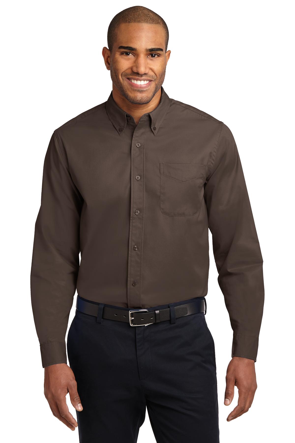 Front View of Coffee Bean/St Port Authority Long Sleeve Easy Care Shirt S608