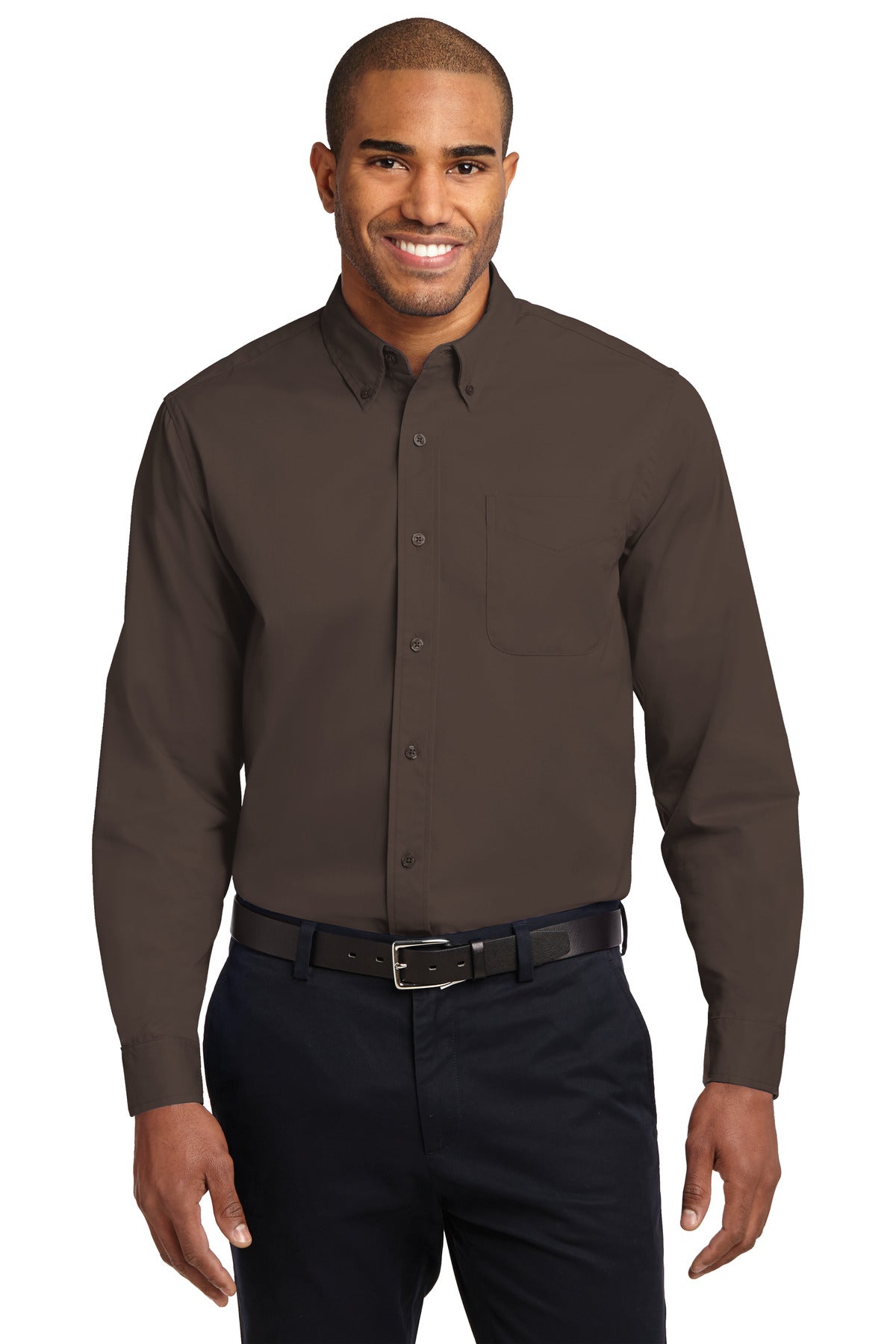 Front View of Coffee Bean/St Port Authority Long Sleeve Easy Care Shirt S608