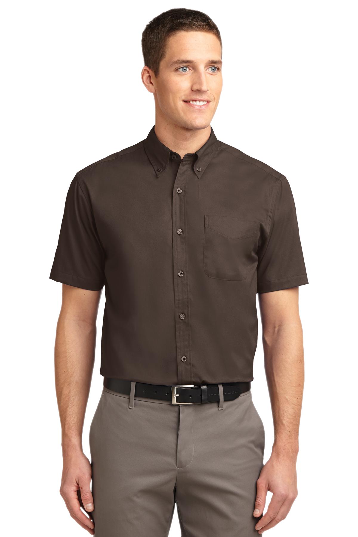 Front View of Coffee Bean/St Port Authority Short Sleeve Easy Care Shirt. S508
