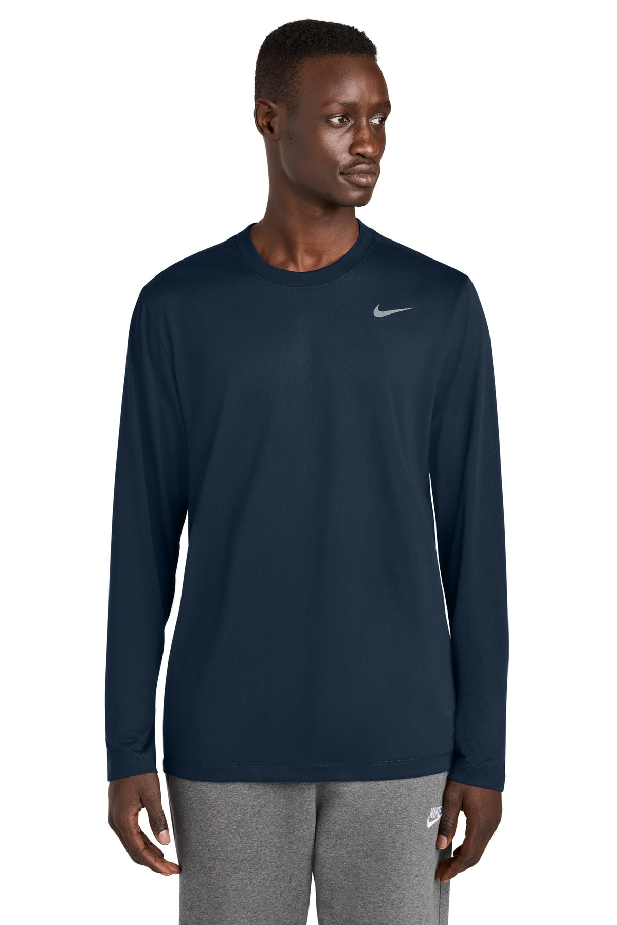 Front View of ColNavy Nike Team rLegend Long Sleeve Tee NKHQ4550