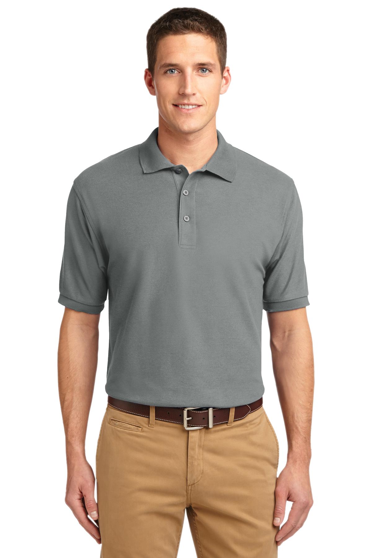 Front View of Cool Grey Port Authority Extended Size Silk Touch Polo K500ES