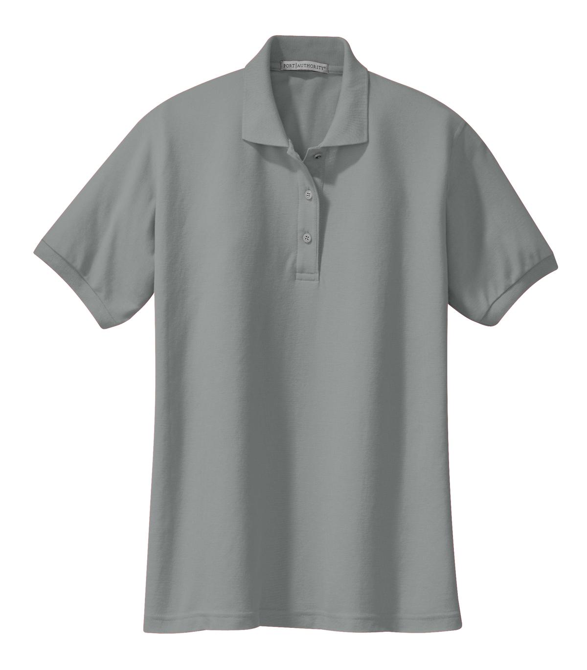 Front View of Cool Grey Port Authority Women's Silk Touch Polo. L500