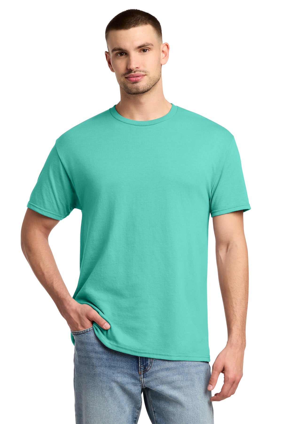 Front View of CoolMint Jerzees - Dri-Power 50/50 Cotton/Poly T-Shirt. 29M