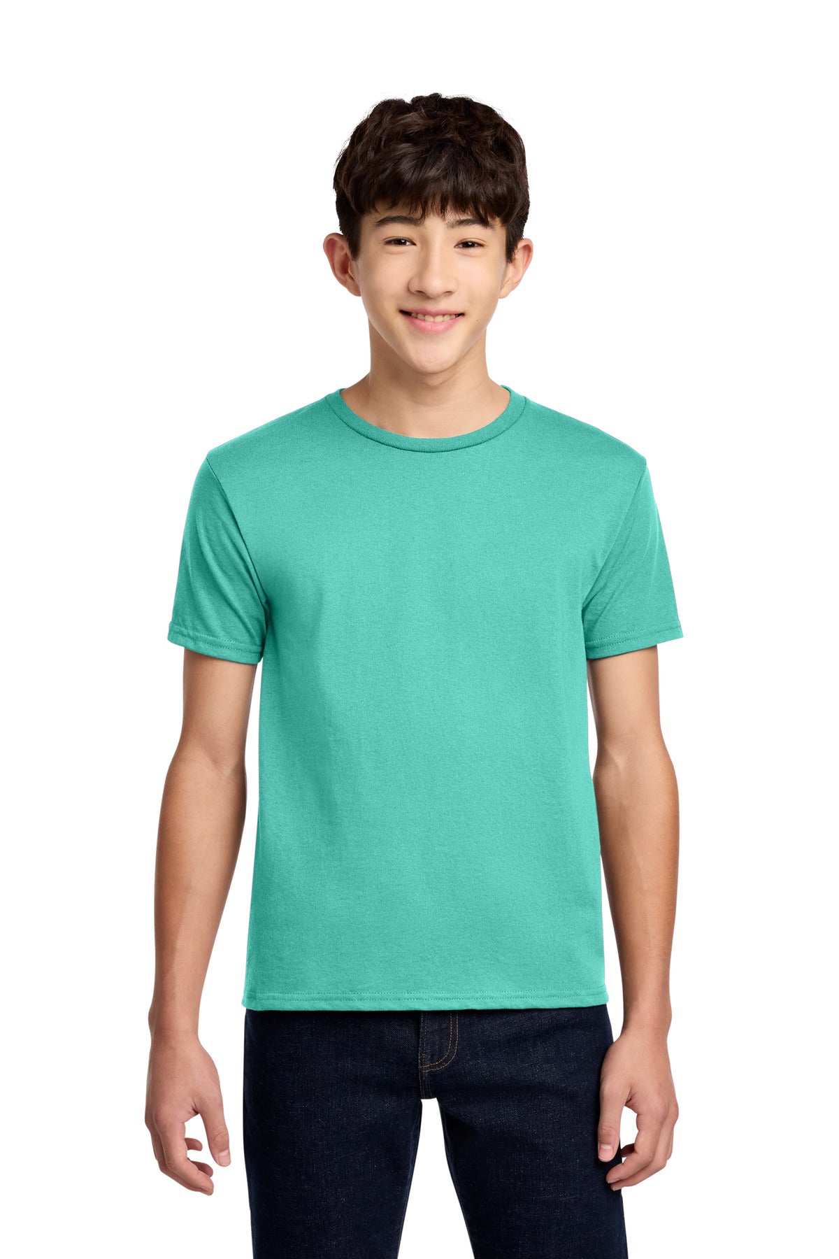 Front View of CoolMint Jerzees - Youth Dri-Power 50/50 Cotton/Poly T-Shirt. 29B