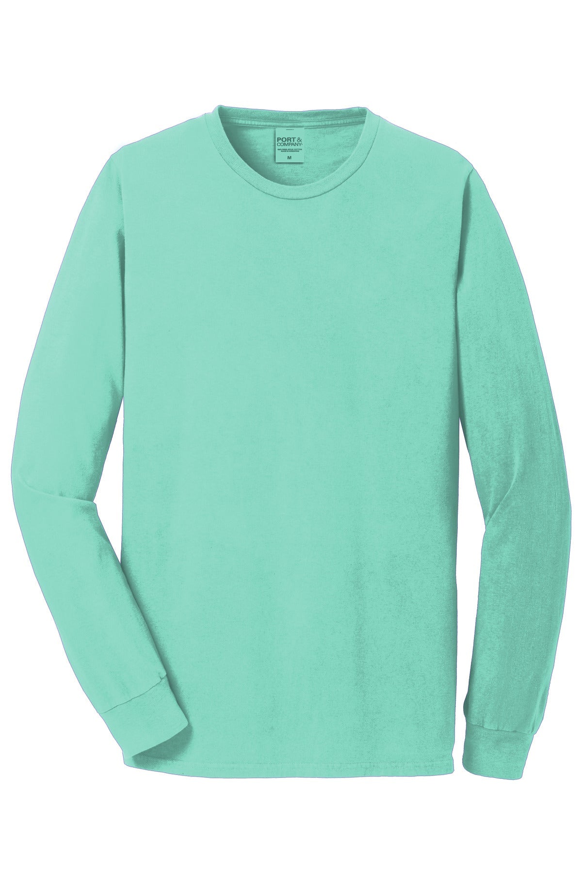 Front View of CoolMint Port & Co Beach Wash Garment-Dyed Long Sleeve Tee PC099LS