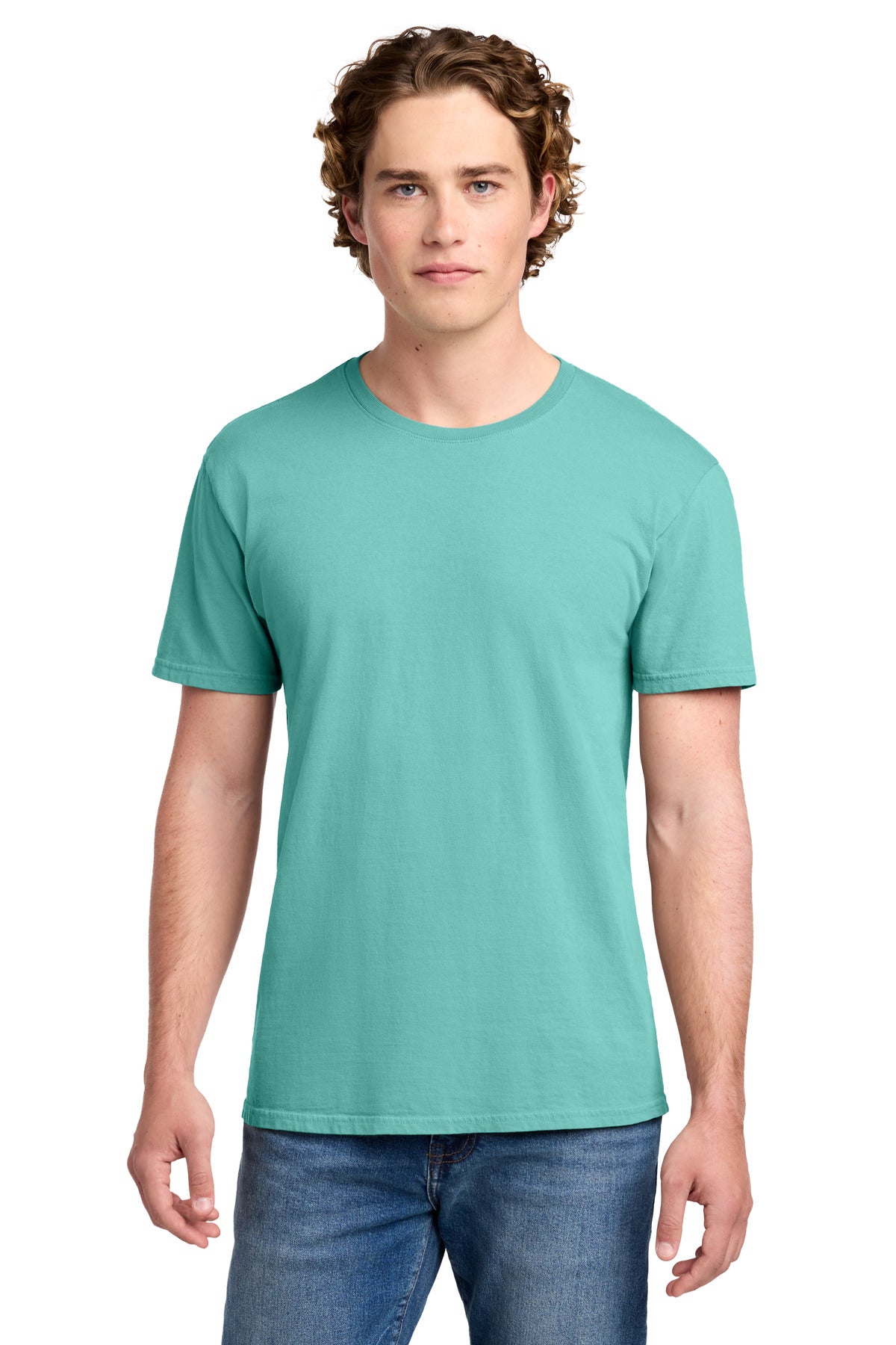 Front View of CoolMint Port & Co Beach Wash Garment-Dyed Tee. PC099