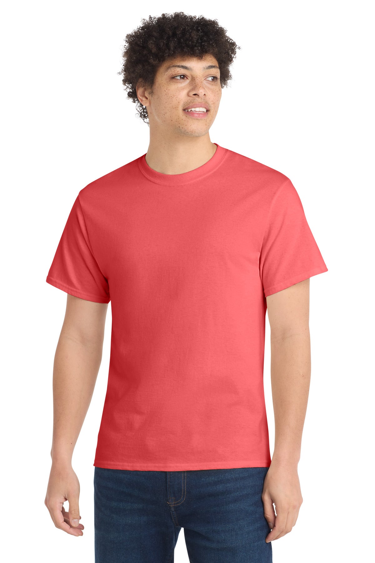 Front View of Coral Port & Co Core Cotton Tee. PC54