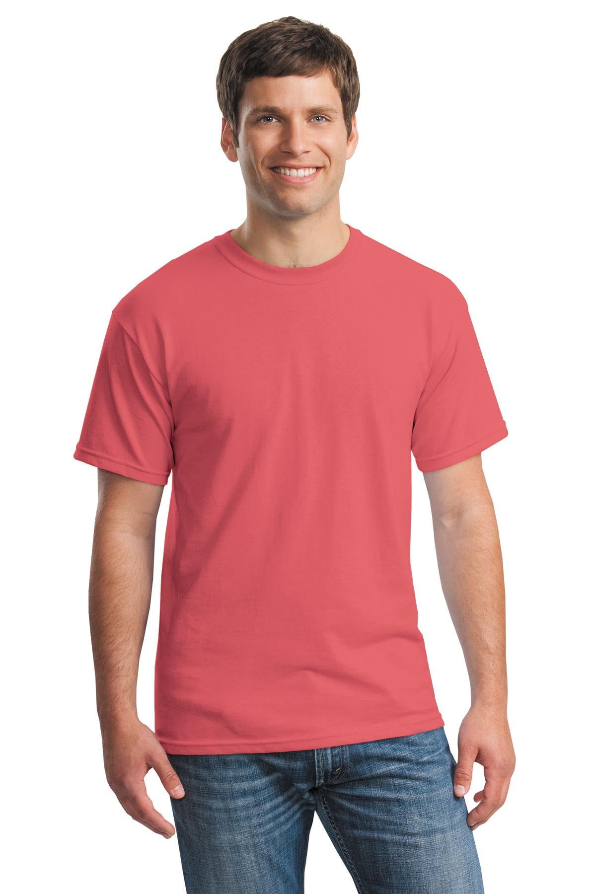 Front View of Coral Silk Gildan - Heavy Cotton 100% Cotton T-Shirt. 5000
