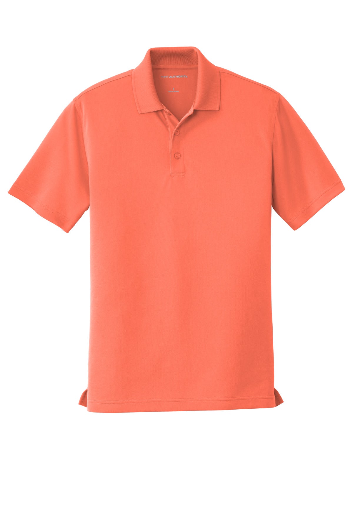 Front View of Coral Splash Port Authority Dry Zone UV Micro-Mesh Polo. K110