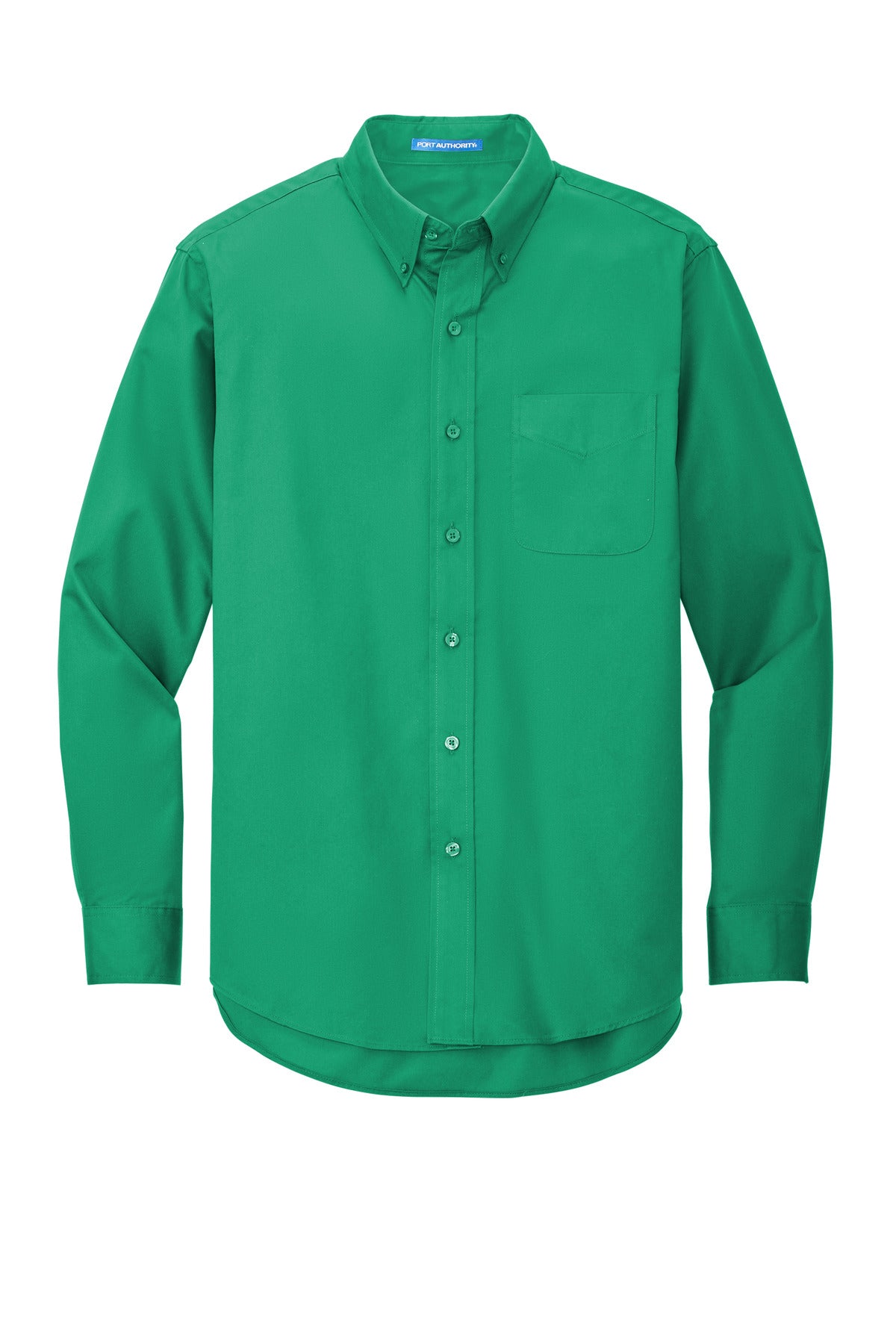 Front View of Court Green Port Authority Long Sleeve Easy Care Shirt S608