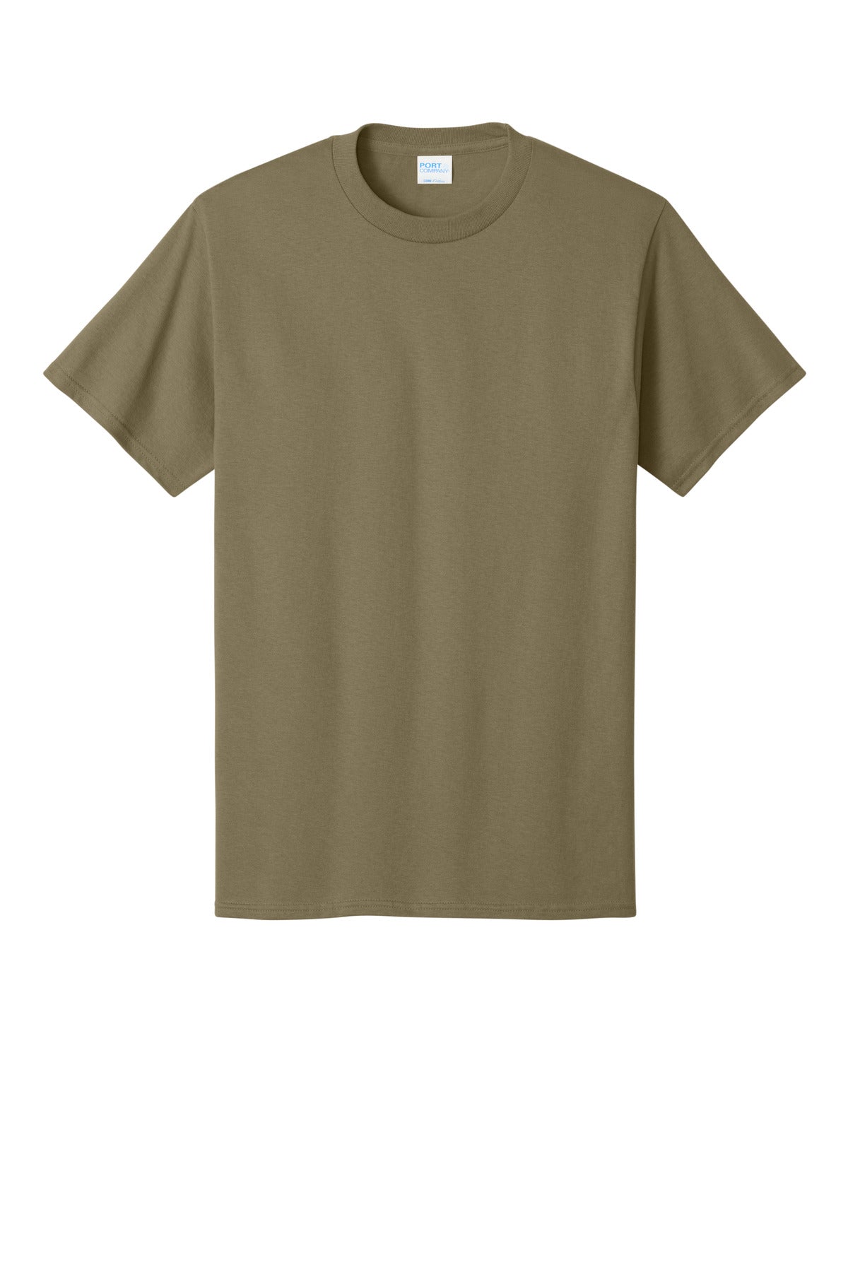 Front View of Coyote Brown Port & Co Core Cotton Tee. PC54