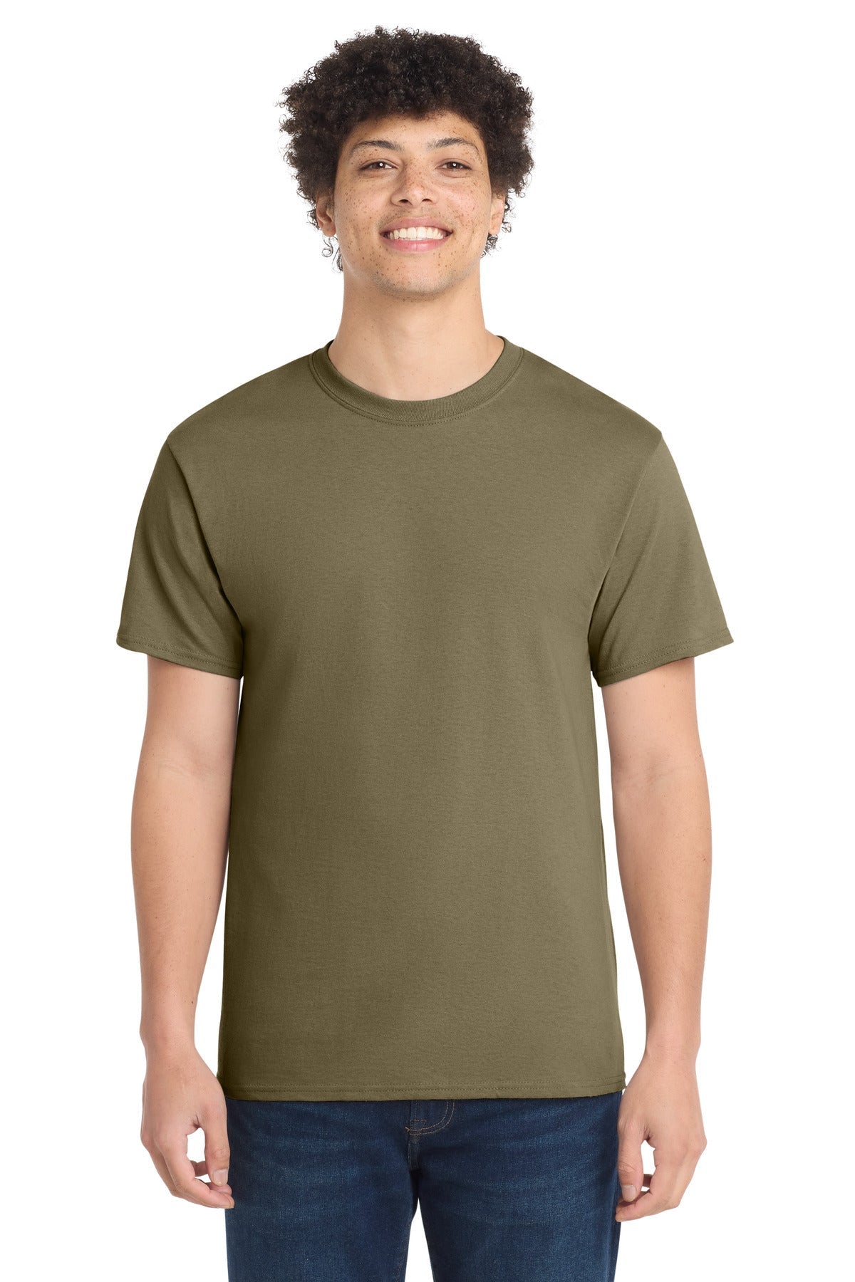Front View of Coyote Brown Port & Co Core Cotton Tee. PC54