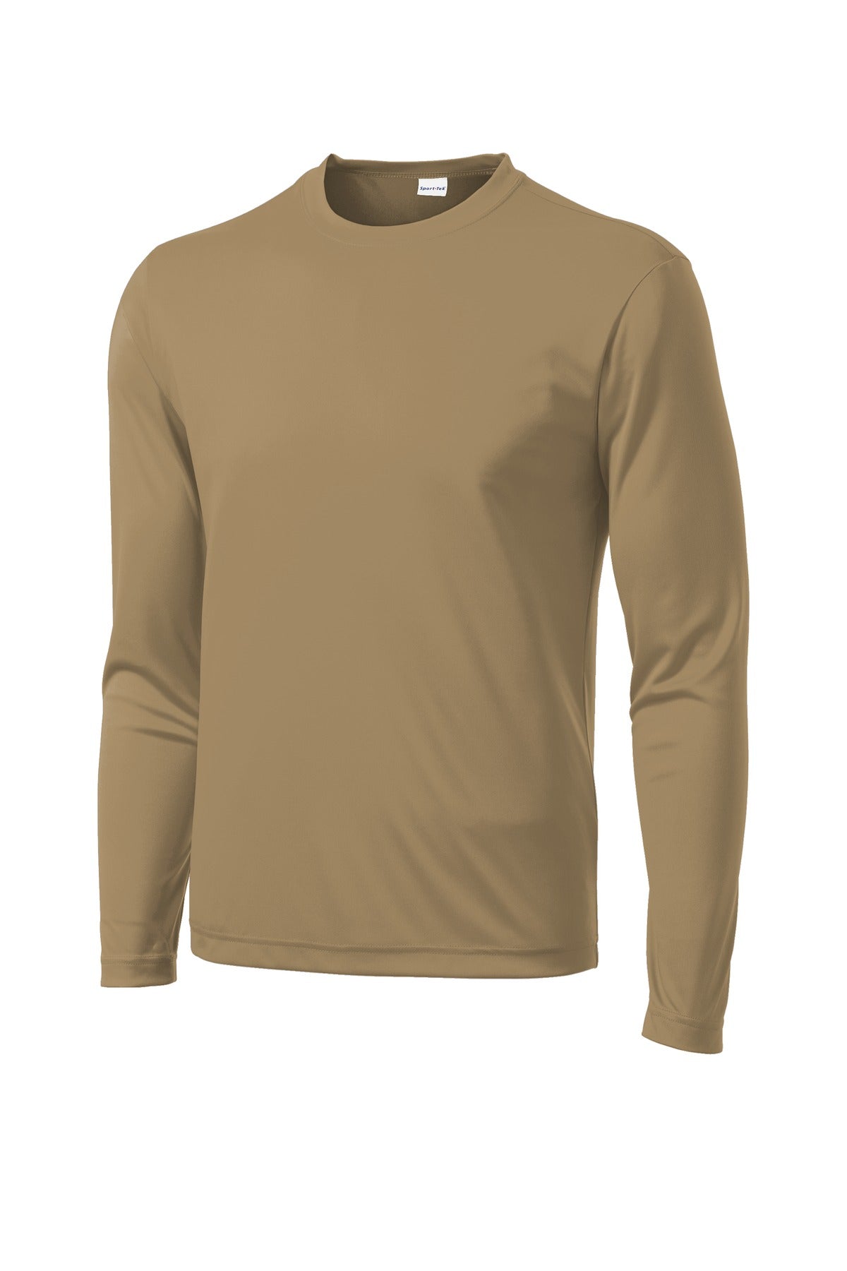 Front View of Coyote Brown Sport-Tek Long Sleeve PosiCharge Competitor Tee. ST350LS