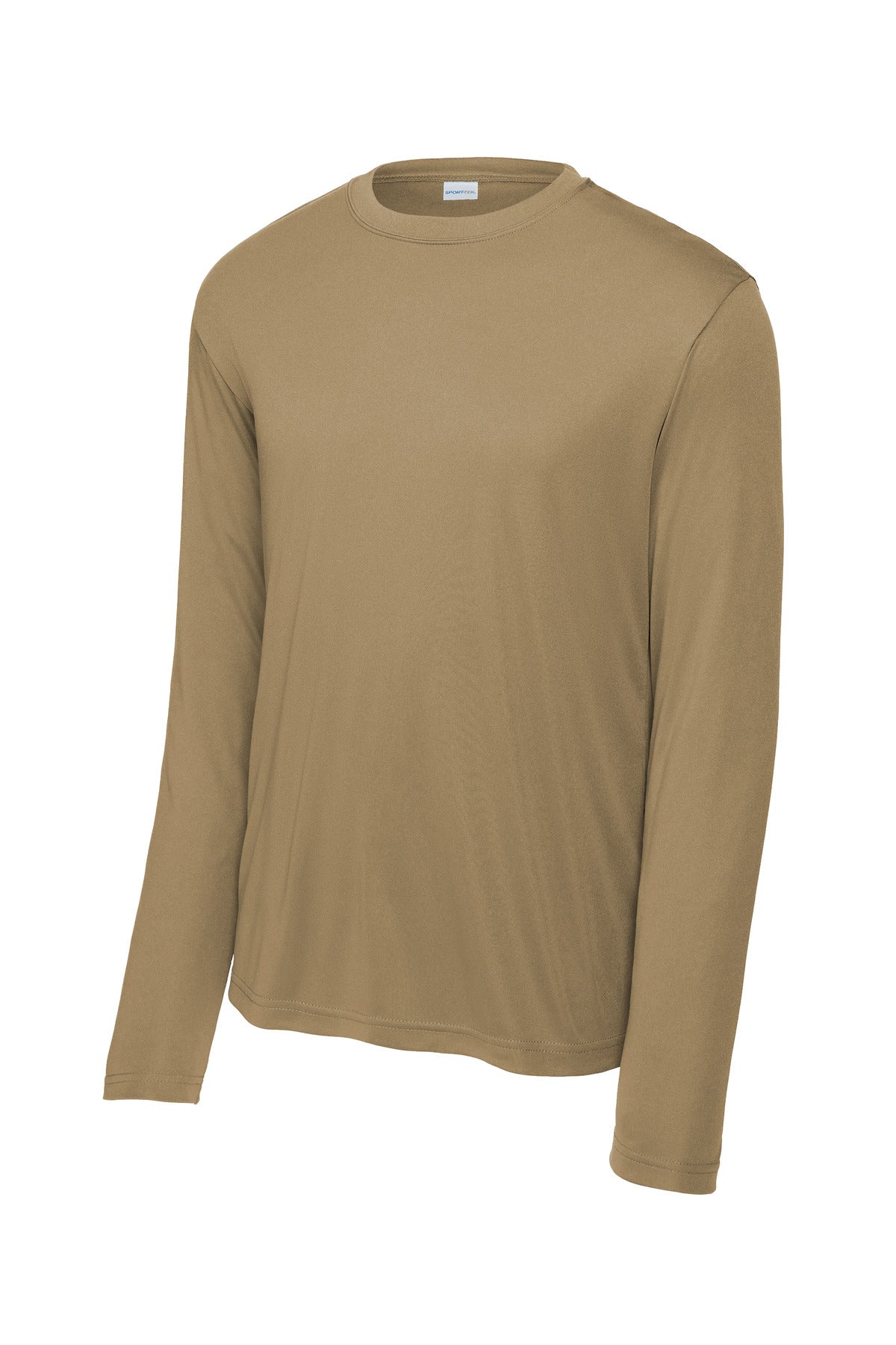 Front View of Coyote Brown Sport-Tek Long Sleeve PosiCharge Competitor Tee. ST350LS