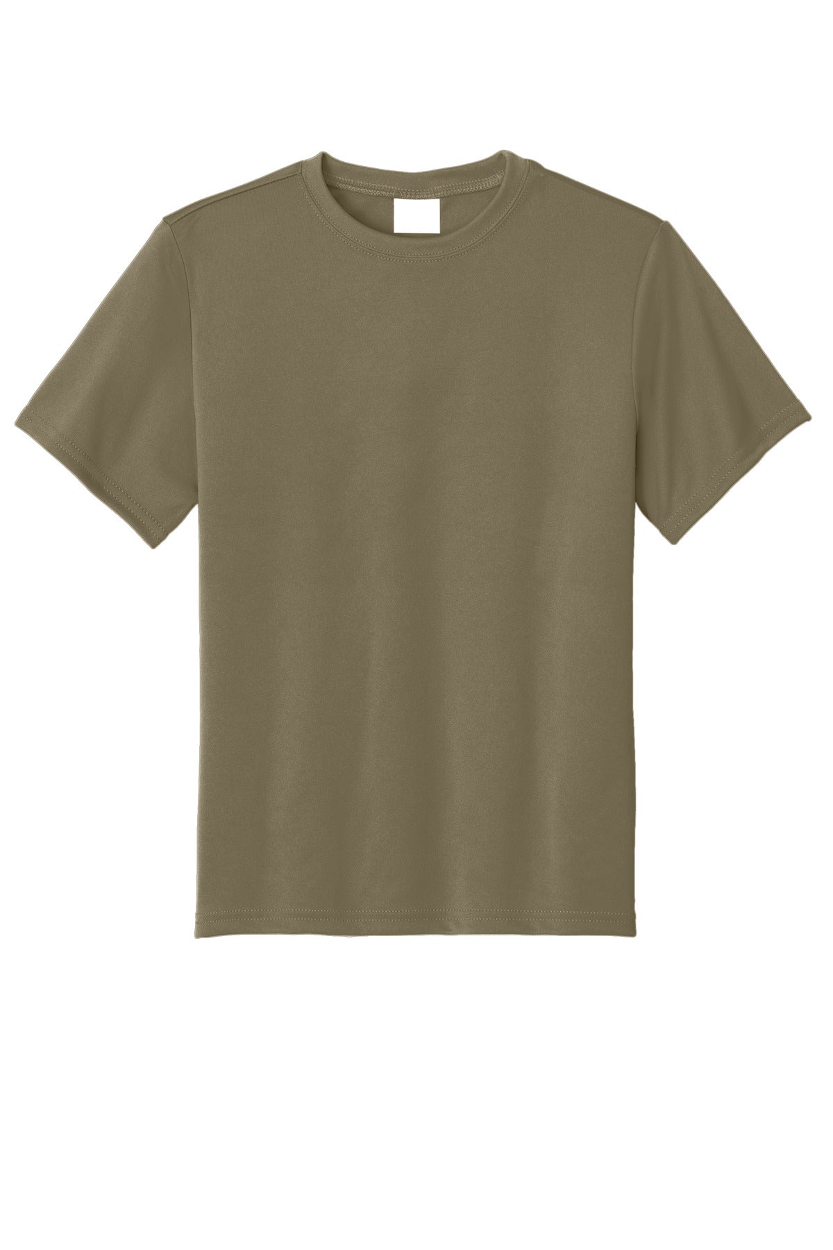 Front View of CoyoteBrn Port & Co Youth Performance Tee. PC380Y