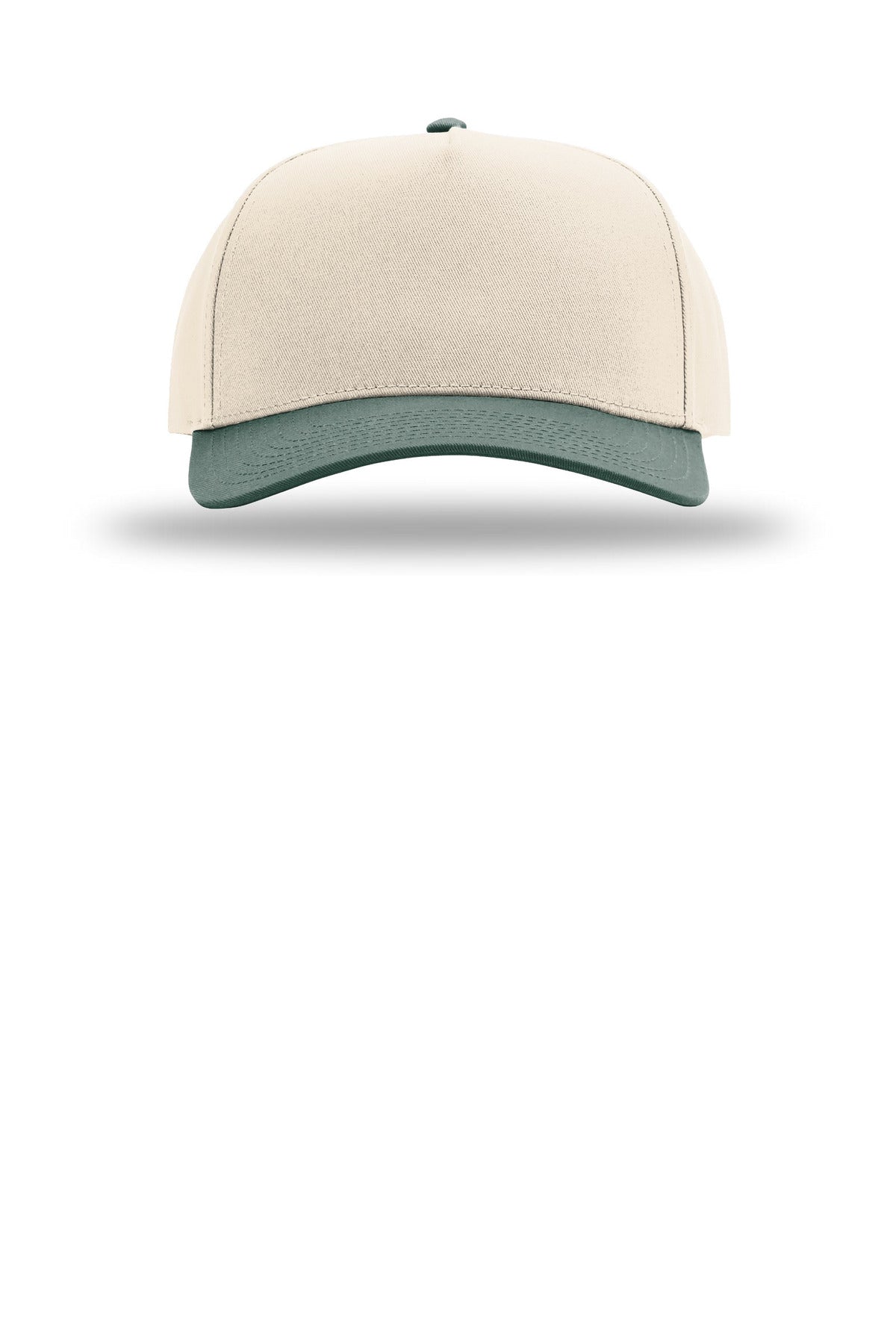 Front View of Cr/Cr/DkGn Richardson Full Fabric 5-Panel Champ 323FPC