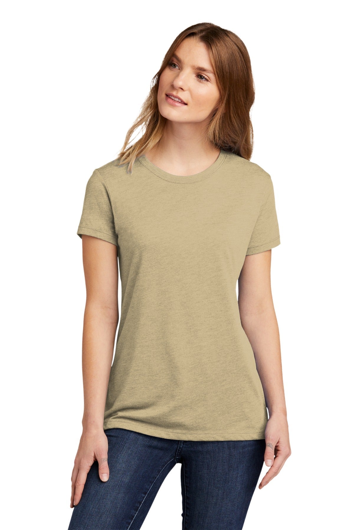 Front View of Cream Next Level Apparel Women's CVC Tee. NL6610