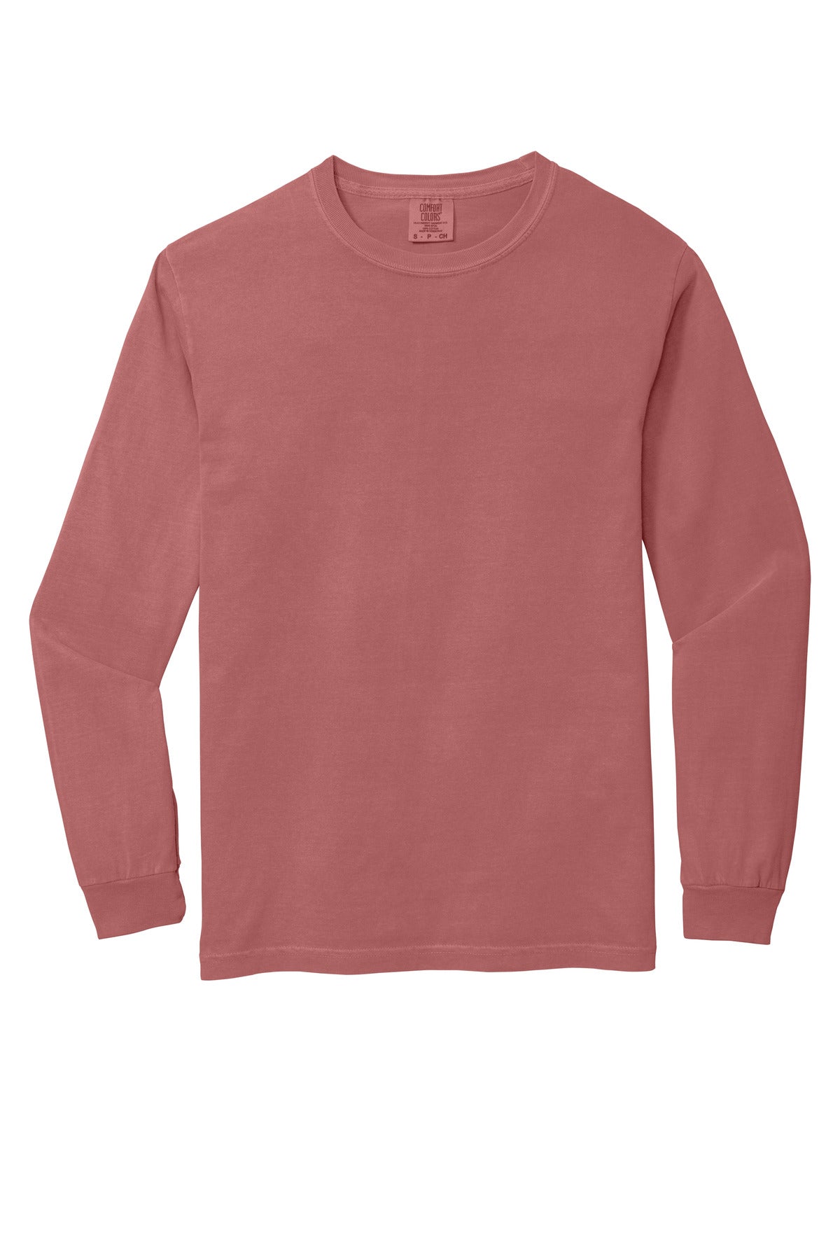 Front View of Crimson COMFORT COLORS Heavyweight Ring Spun Long Sleeve Tee. 6014