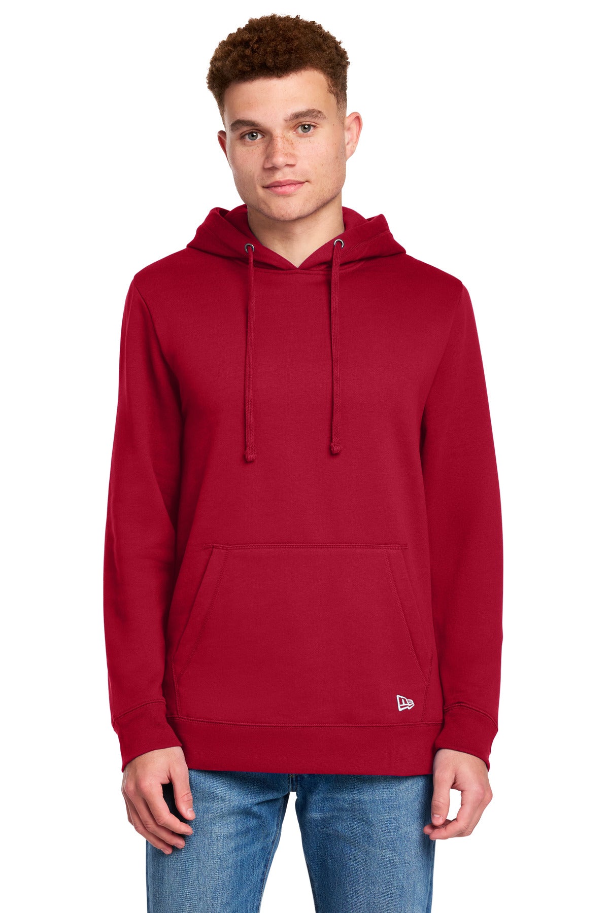 Front View of Crimson New Era Comeback Fleece Pullover Hoodie NEA550