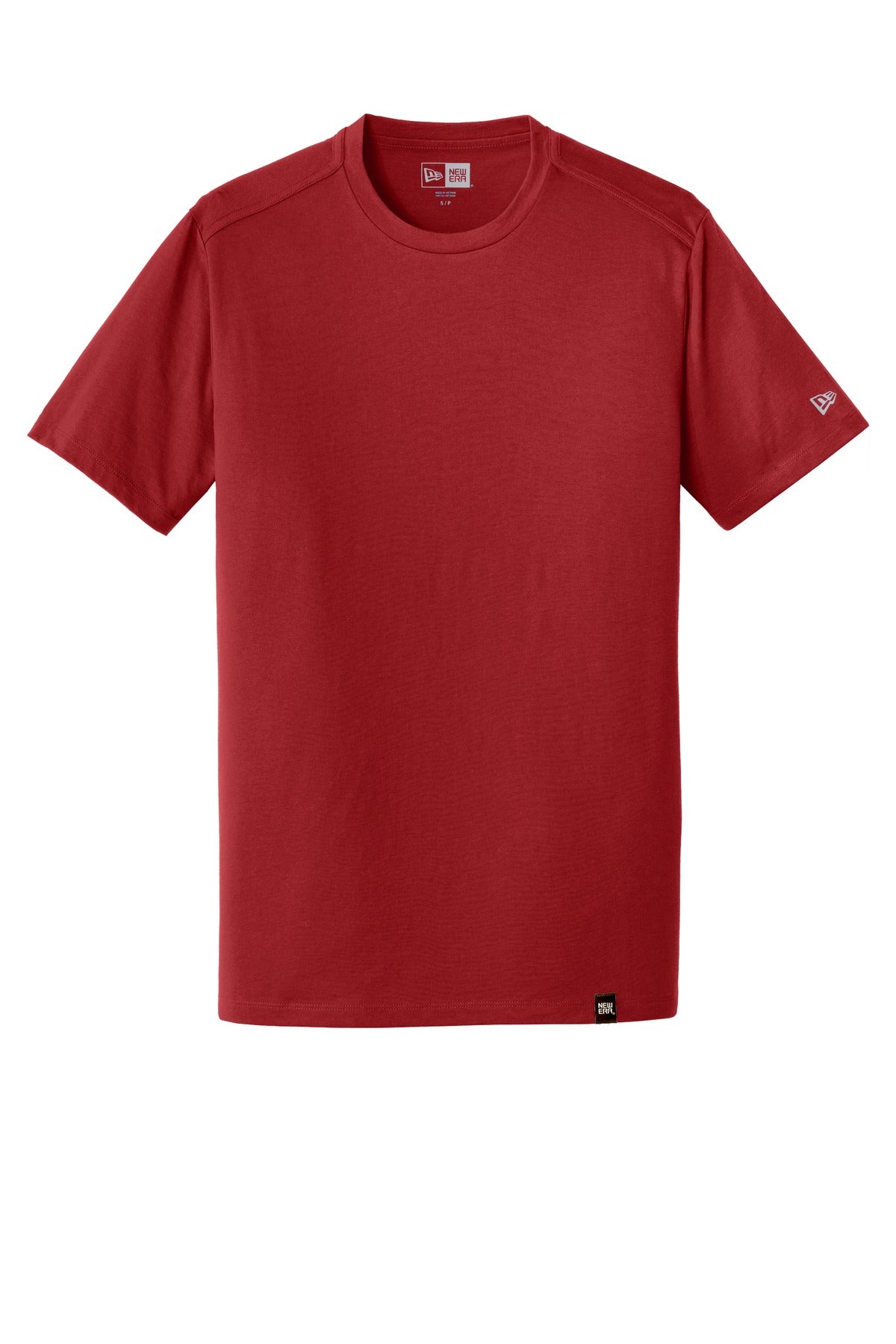 Front View of Crimson New Era Heritage Blend Crew Tee. NEA100