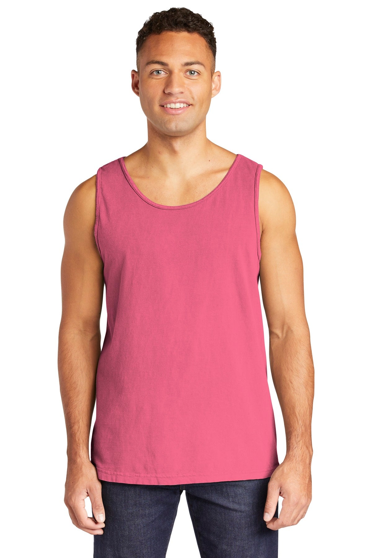 Front View of Crunchberry COMFORT COLORS Heavyweight Ring Spun Tank Top. 9360