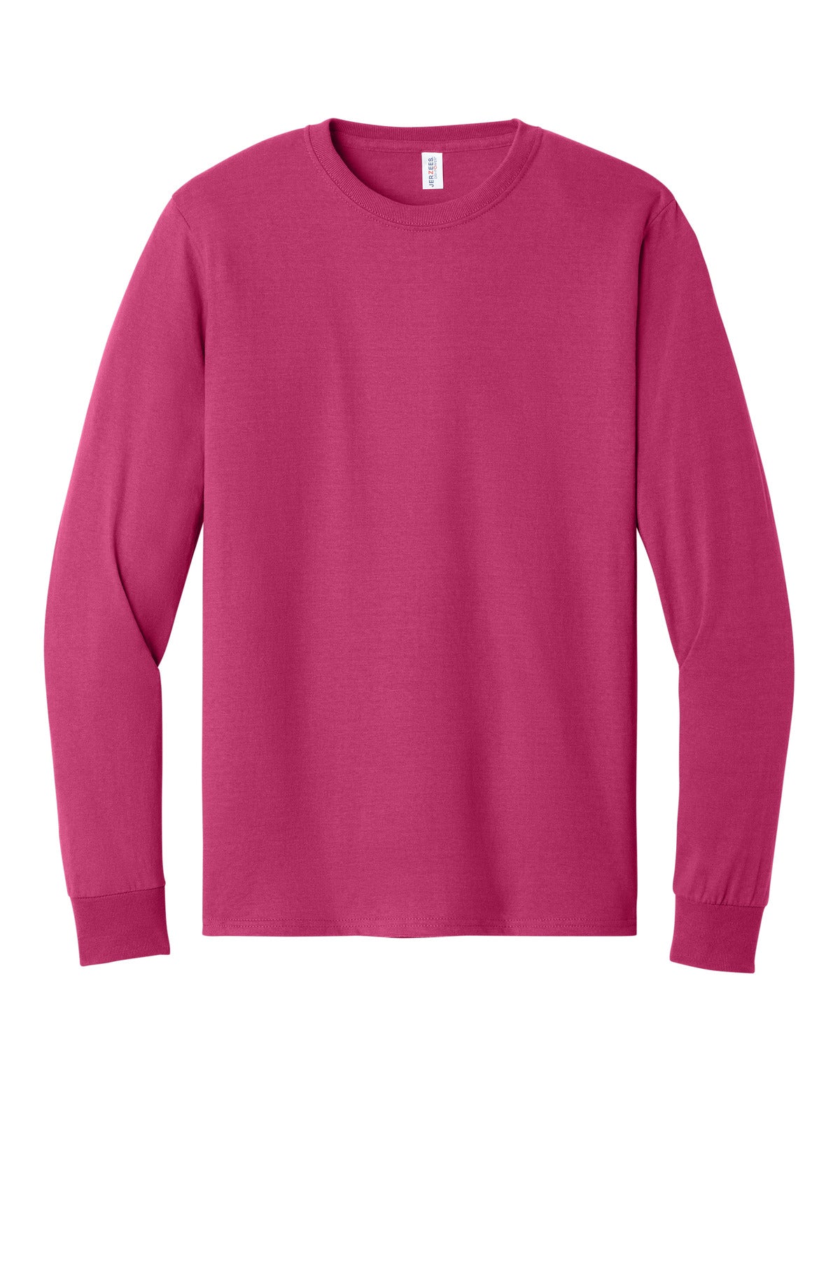 Front View of Cyber Pink Jerzees - Dri-Power 50/50 Cotton/Poly Long Sleeve T-Shirt. 29LS