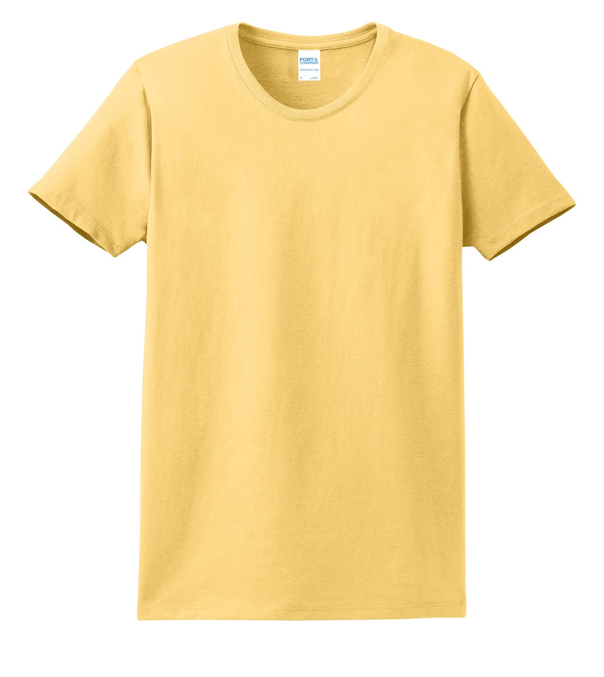 Front View of Daffodil Yelow Port & Co Women's Essential Tee. LPC61