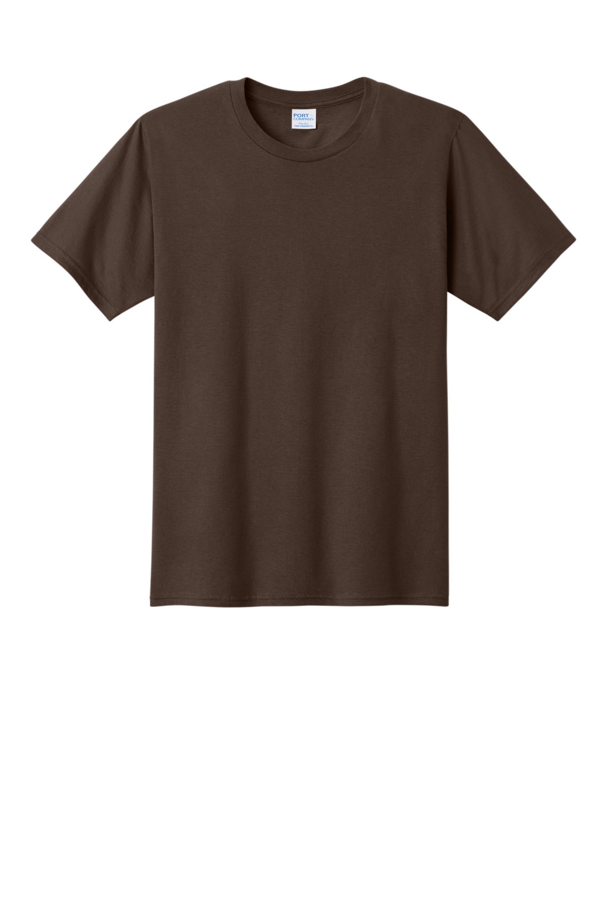 Front View of Dark Choc Brn Port & Co Fan Favorite Tee. PC450
