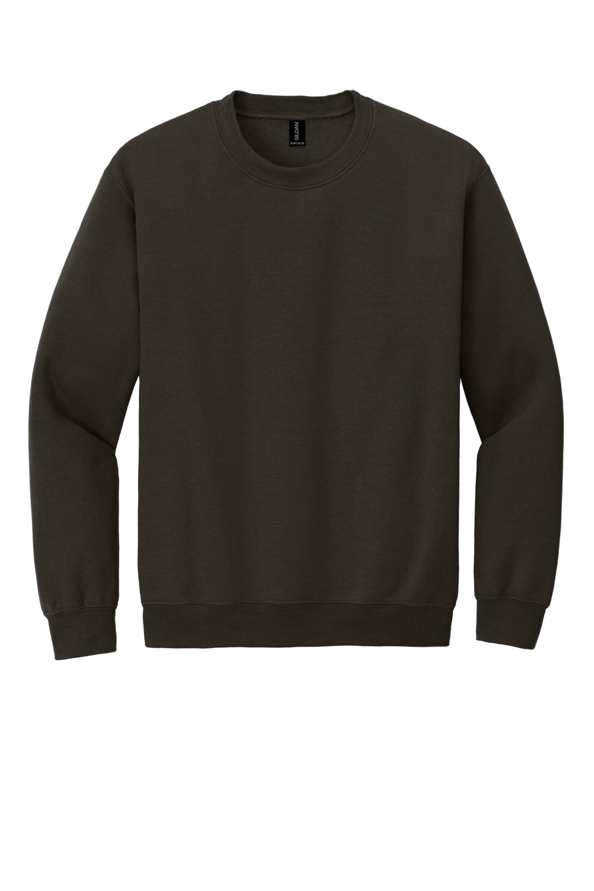 Front View of Dark Chocolate Gildan Heavy Blend Crewneck Sweatshirt. 18000