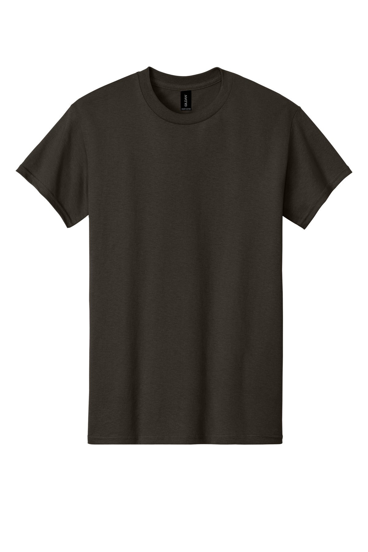 Front View of Dark Chocolate Gildan - Heavy Cotton 100% Cotton T-Shirt. 5000