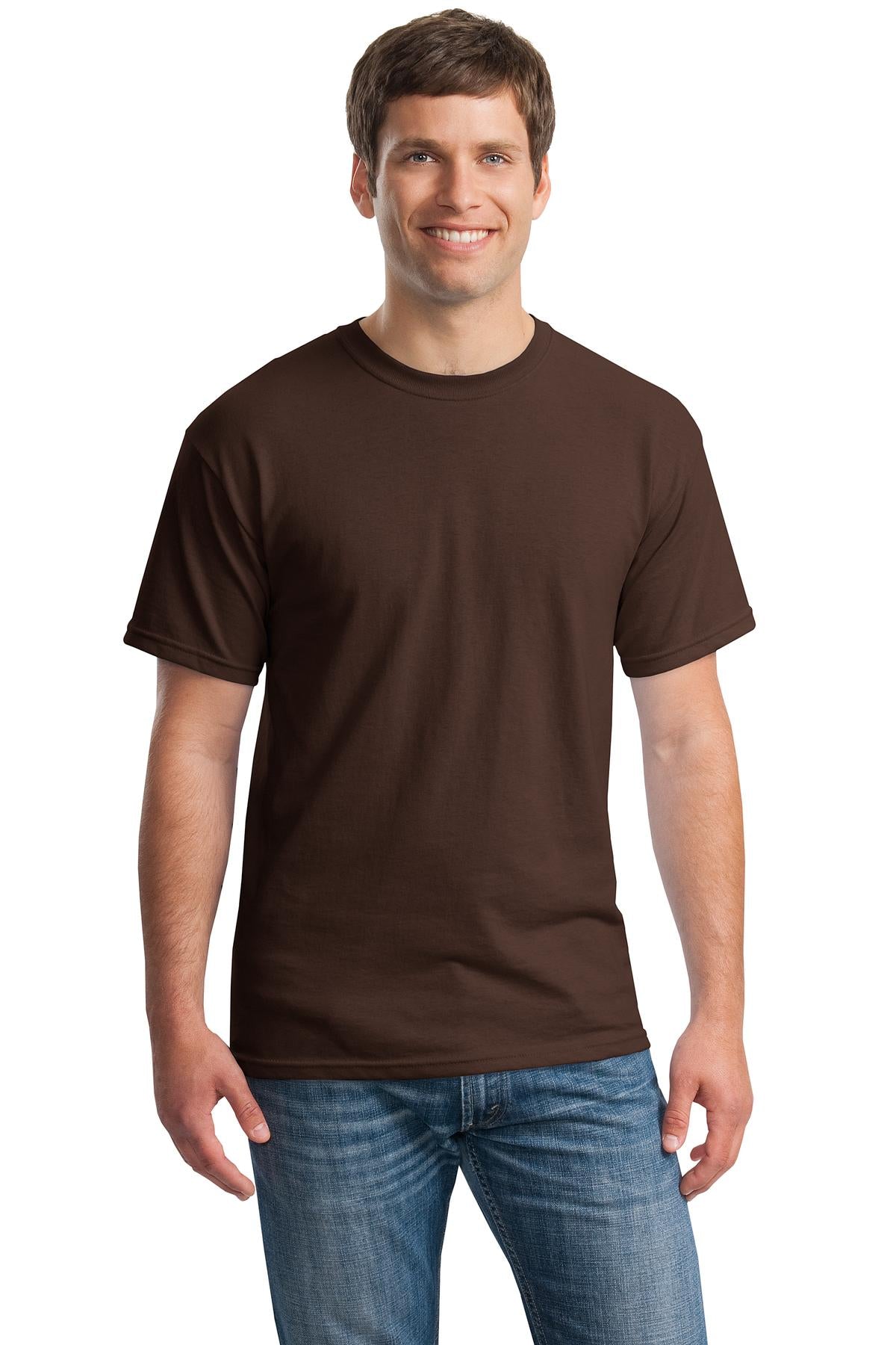 Front View of Dark Chocolate Gildan - Heavy Cotton 100% Cotton T-Shirt. 5000